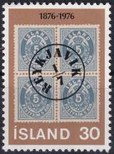 1976, Island, 0518, 100 let islandských známek s hodnotovým údajem v auraru ✶✶