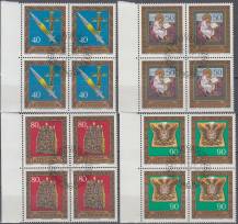 1977, Lichtenštejnsko, 0673/0676, Říšské korunovační klenoty z klenotnice ve Vídeňském Hofburgu (III) ⊙ 4blok