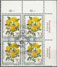 1977, Švýcarsko, 1114, Pro Juventute: Růže ⊙ 4blok, r