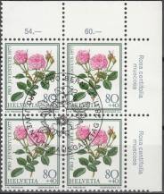 1977, Švýcarsko, 1115, Pro Juventute: Růže ⊙ 4blok, r