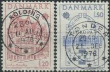 1978, Dánsko, 0662/0663, EUROPA: Kresby budov ⊙
