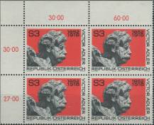 1978, Rakousko, 1589p, 60. výročí úmrtí Victora Adlera ∗∗ ⊞ r
