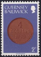 1979, Guernsey, 0175, Výplatní známka: Mince - 4 doubles  ✶✶ 