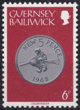 1979, Guernsey, 0178, Výplatní známka: Mince - 5 nových pencí  ✶✶ 