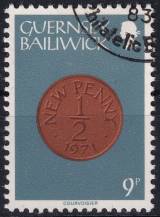 1979, Guernsey, 0181, Výplatní známka: Mince - ½ nové penny  ⊙