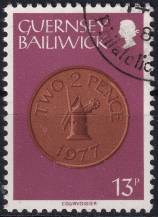 1979, Guernsey, 0185, Výplatní známka: Mince - 2 pence  ⊙