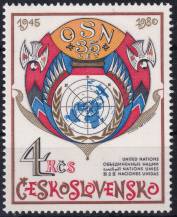 1980, ČSR II, 2442, 35. výročí založení OSN ✶✶