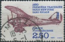 1980, Francie, 2217, Letecká známka: 50. výročí prvního letu přes Atlantik z Paříže do New Yorku bez mezipřistání ⊙