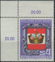 1980, Rakousko, 1631p, 500 let města Badenu ∗∗