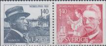 1980, Švédsko, 1129/1130St, Nositelé Nobelovy ceny za rok 1920 ∗∗