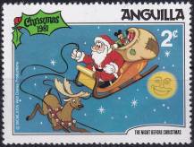 1981, Anguilla, 0452, Vánoce: Scény "The Night before Christmas" Walta Disneye: Santa Klaus s jeho sáněmi ✶✶