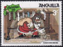 1981, Anguilla, 0453, Vánoce: Scény "The Night before Christmas" Walta Disneye: Santa Klaus přichází komínem ✶✶