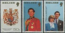 1981, Belize, 0554/0556A, Svatba Prince Charlese a Lady Diany Spencerové (I) ✶✶