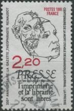 1981, Francie, 2267, Tisk - 350. výročí vzniku prvních "Gazette" ve Francii, 100 let novinářské nezávislosti ⊙