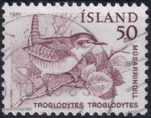 1981, Island, 0567, Výplatní známka: Domácí fauna - Troglodytes troglodytes ⊙