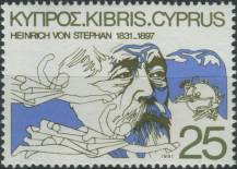1981, Kypr, 0556, 150. výročí narození Heinricha Stephana ∗∗