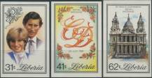 1981, Libérie, 1215/1217B, Svatba prince Charlese a Lady Diany Spencerové ∗∗