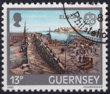 1983, Guernsey, 0265, EUROPA: Velká díla lidského ducha - Stavba jižní přístavní hráze St. Peter Port (cca 1850 - 1860)  ⊙