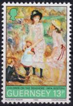 1983, Guernsey, 0270, 100. výročí návštěvy Pierra-Augusta Renoira na Guernsey: Děti na pobřeží  ✶✶ 