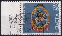 1983, Švýcarsko, 1254p, „Pro Patria“: Štíty hostinců - Hostinec "Au Cavalier",St. George ⊙  o L