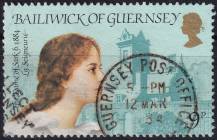 1984, Guernsey, 0279, 100. výročí narození Sibyly Hathawayové: Sibyla Hathawayová, Dáma ze Sarku (1884 - 1974), rodný dům na Sarku  ⊙