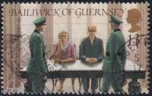 1984, Guernsey, 0280, 100. výročí narození Sibyly Hathawayové: Sibyla Hathawayová přijímá důstojníky německé okupační jednotky (1940)  ⊙