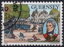 1984, Guernsey, 0311, 150. výročí úmrtí Johna Doyla: Bitva u Germantownu ( USA 1777)  ⊙