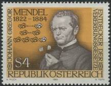 1984, Rakousko, 1763, 100. výročí úmrtí Gregora Johanna Mendela ∗∗