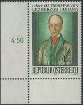 1984, Rakousko, 1774p, 125. výročí úmrtí arcivévody Johanna ∗∗