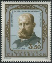 1984, Rakousko, 1782, 125. výročí narození svobodného pána Christiana on Ehrefels ∗∗