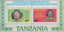 1985, Tanzanie, A042/043, 85. narozeniny královny matky Alžběty ∗∗