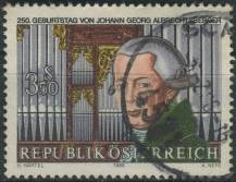 1986, Rakousko, 1839, 250. výročí narození Johanna Georga Albrechtsbergera ⊙