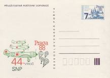 1988, ČSR II, CDV213, Letecká poštovní přeprava k 44. výročí SNP Tri duby - Praha - PRAGA 1988 (∗)