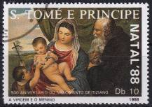 1988, Svatý Tomáš a Princův ostrov, 1088, Vánoce: Malířství - Matka s dítětem od Tiziana ⊙