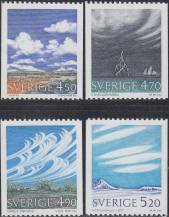 1990, Švédsko, 1633/1636, Výplatní známky: Mraky a počasí ∗∗