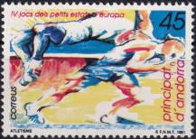 1991, Andorra (Španělská pošta), 0220, Sportovní hry malých evropských států, Andorra la Vella - skok do výšky, běh  ✶✶