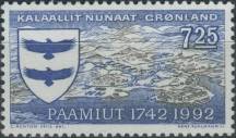 1992, Grónsko, 0225, 250 let Paamiutu (Frederikshabu) ∗∗