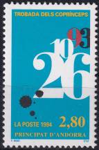 1994, Andorra (Francouzská pošta), 0474, 1. výročí setkání zástupců knížectví Andorra  ✶✶