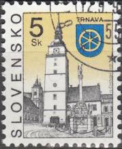 1998, Slovensko, 0160, Výplatní známka: Města - Trnava, ⊙
