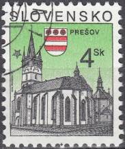 1998, Slovensko, 0166, Výplatní známka: Města - Prešov, ⊙