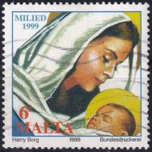 1999, Malta, 1105, Vánoce: Svatá Marie s dítětem   ⊙ 