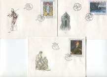 2002, Česko, FDC0343/0345, Umělecká díla na známkách II