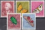 Obrázek k výrobku 16602 - 1956, Švýcarsko, 0632/0636, Pro Juventute: 400. výročí narození Carla Maderna, Hmyz, **