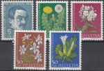 Obrázek k výrobku 16809 - 1959, Švýcarsko, 0687/0691, Pro Juventute: 50. výročí úmrtí Karla Hiltyho, Zahradní květiny **