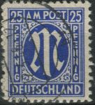 Obrázek k výrobku 30263 - 1945, Americká a Britská okupační zóna, 008, Výplatní známka: \"M\" v oválu ⊙