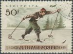 Obrázek k výrobku 36463 - 1955, Maďarsko, 1409, Letecká známka: Zimní sport - Dvě děti na sáňkách ⊙