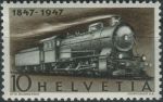 Obrázek k výrobku 37660 - 1947, Švýcarsko, 0484, 100 let Švýcarské železnice - První parní lokomotiva ∗∗