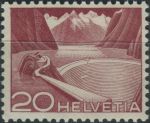Obrázek k výrobku 38556 - 1949, Švýcarsko, 0532, Výplatní známka: Krajinky a technické motivy - Sněžné dělo pošty ∗∗