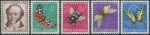 Obrázek k výrobku 39409 - 1953, Švýcarsko, 0588/0592, \"Pro Juventute\": 100. výročí narození Ferdinanda Hodlera; Hmyz ∗∗