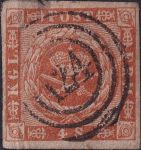 Obrázek k výrobku 40576 - 1854, Dánsko, 0004b, Výplatní známka: Korunovační klenoty ve vavřínovém věnci ⊙